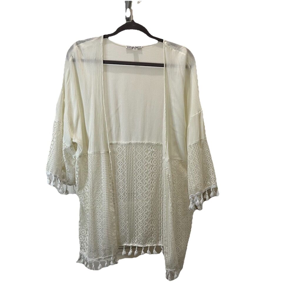 Moral Fiber Off White Lace Fringe Swim Cover Up Boho Beachy Womens Juniors XL